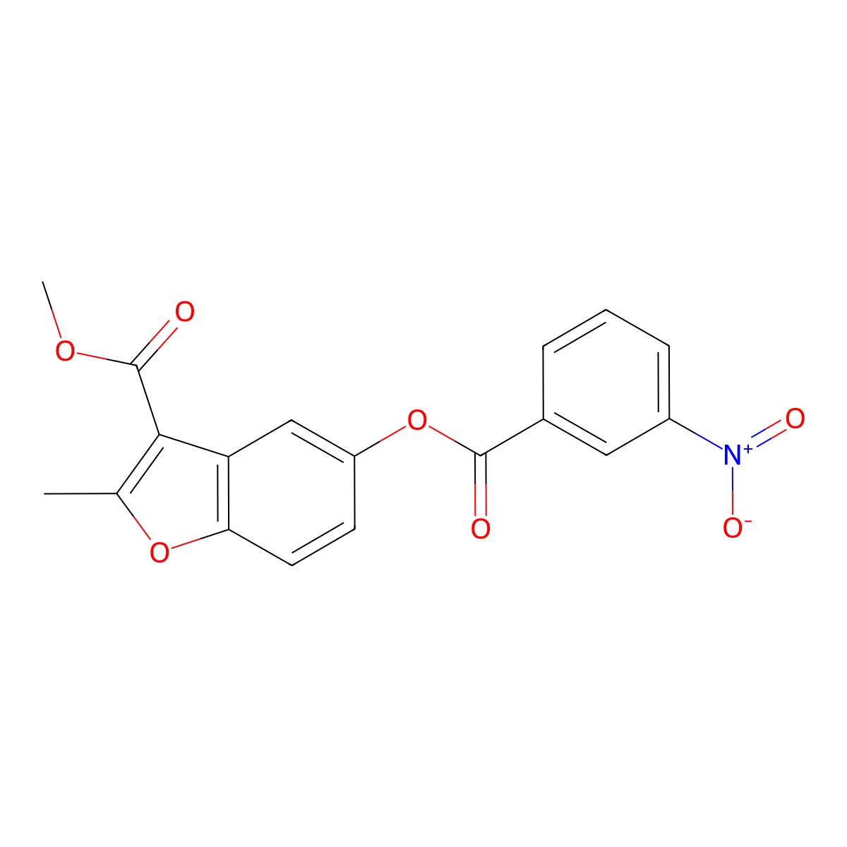 Methyl 2-methyl-5-(3-nitrobenzoyloxy)-1-benzofuran-3-carboxylate molecular structure, CAS 315237-73-1