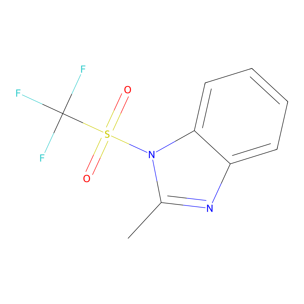 2-Methyl-1-((trifluoromethyl)sulfonyl)-1H-benzo[d]imidazole molecular structure, CAS 315237-96-8