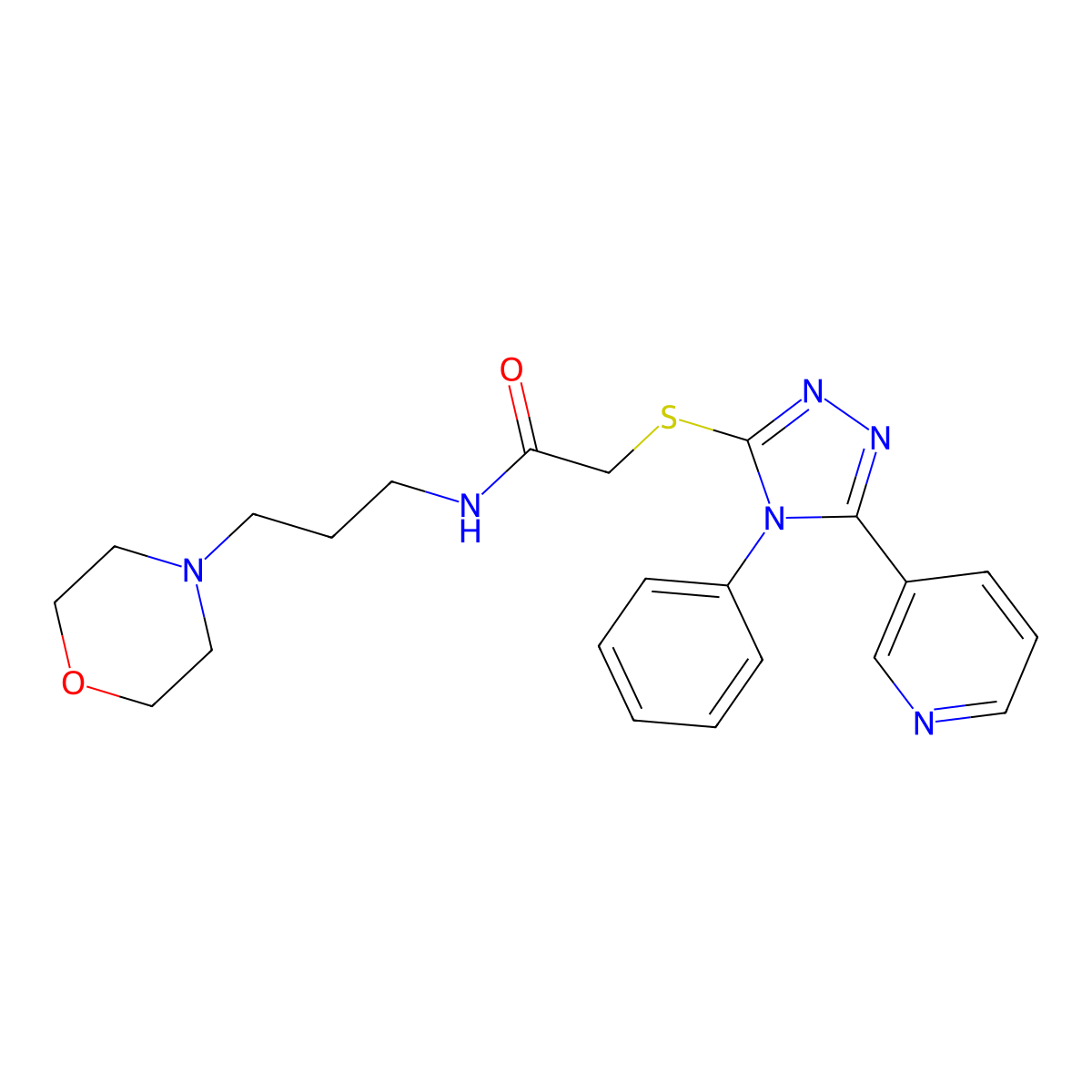 N-(3-morpholin-4-ylpropyl)-2-[(4-phenyl-5-pyridin-3-yl-1,2,4-triazol-3-yl)sulfanyl]acetamide molecular structure, CAS 315239-15-7
