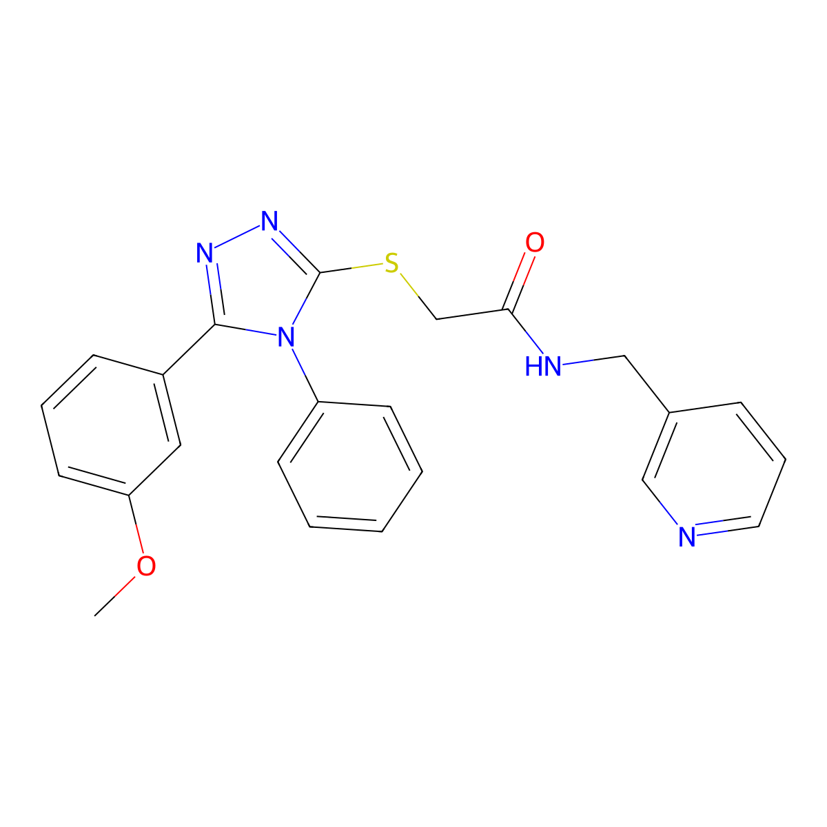 2-((5-(3-methoxyphenyl)-4-phenyl-4H-1,2,4-triazol-3-yl)thio)-N-(pyridin-3-ylmethyl)acetamide molecular structure, CAS 315239-16-8