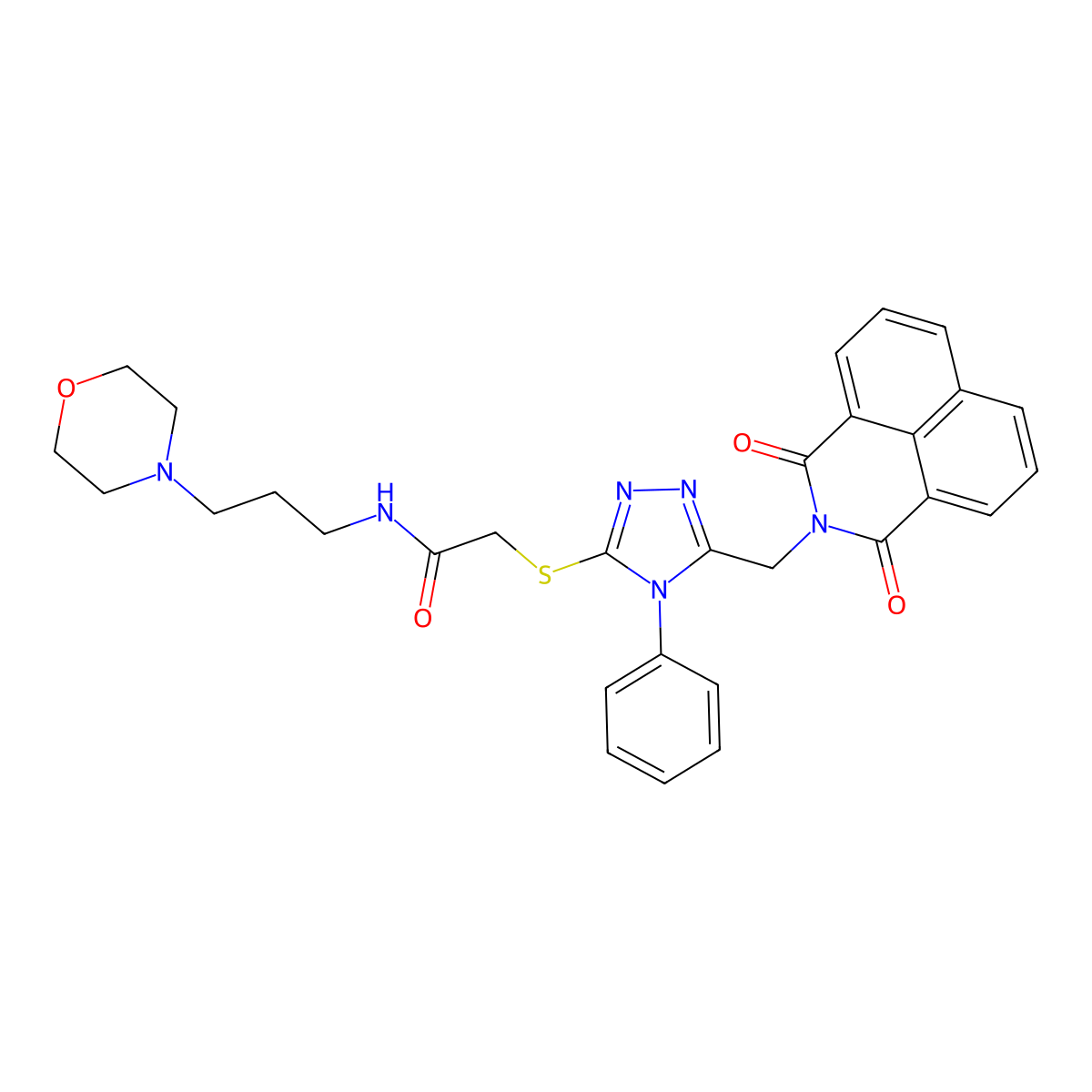 2-[[5-[(1,3-dioxobenzo[de]isoquinolin-2-yl)methyl]-4-phenyl-1,2,4-triazol-3-yl]sulfanyl]-N-(3-morpholin-4-ylpropyl)acetamide molecular structure, CAS 315239-20-4