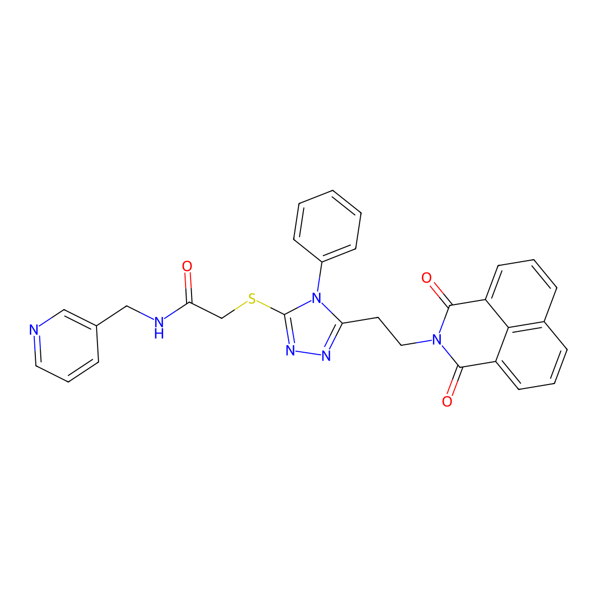 2-[[5-[2-(1,3-dioxobenzo[de]isoquinolin-2-yl)ethyl]-4-phenyl-1,2,4-triazol-3-yl]sulfanyl]-N-(pyridin-3-ylmethyl)acetamide molecular structure, CAS 315239-21-5