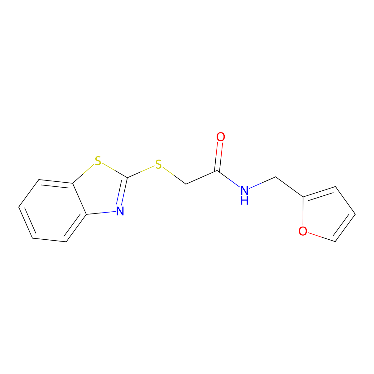 2-(1,3-benzothiazol-2-ylsulfanyl)-N-(furan-2-ylmethyl)acetamide molecular structure, CAS 315239-23-7