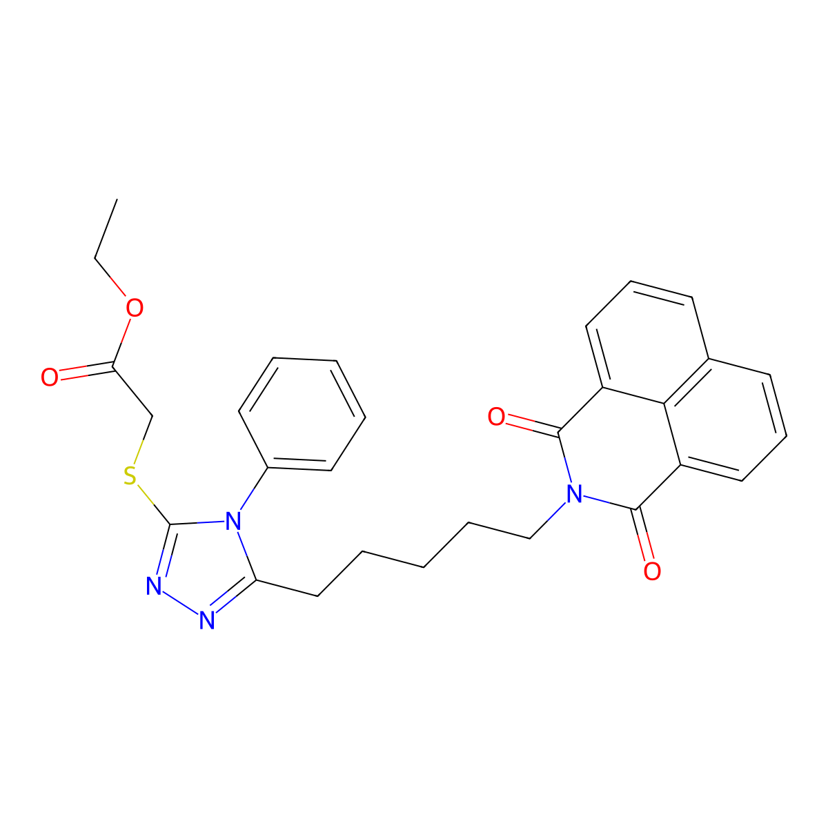 Ethyl 2-[[5-[5-(1,3-dioxobenzo[de]isoquinolin-2-yl)pentyl]-4-phenyl-1,2,4-triazol-3-yl]sulfanyl]acetate molecular structure, CAS 315239-26-0