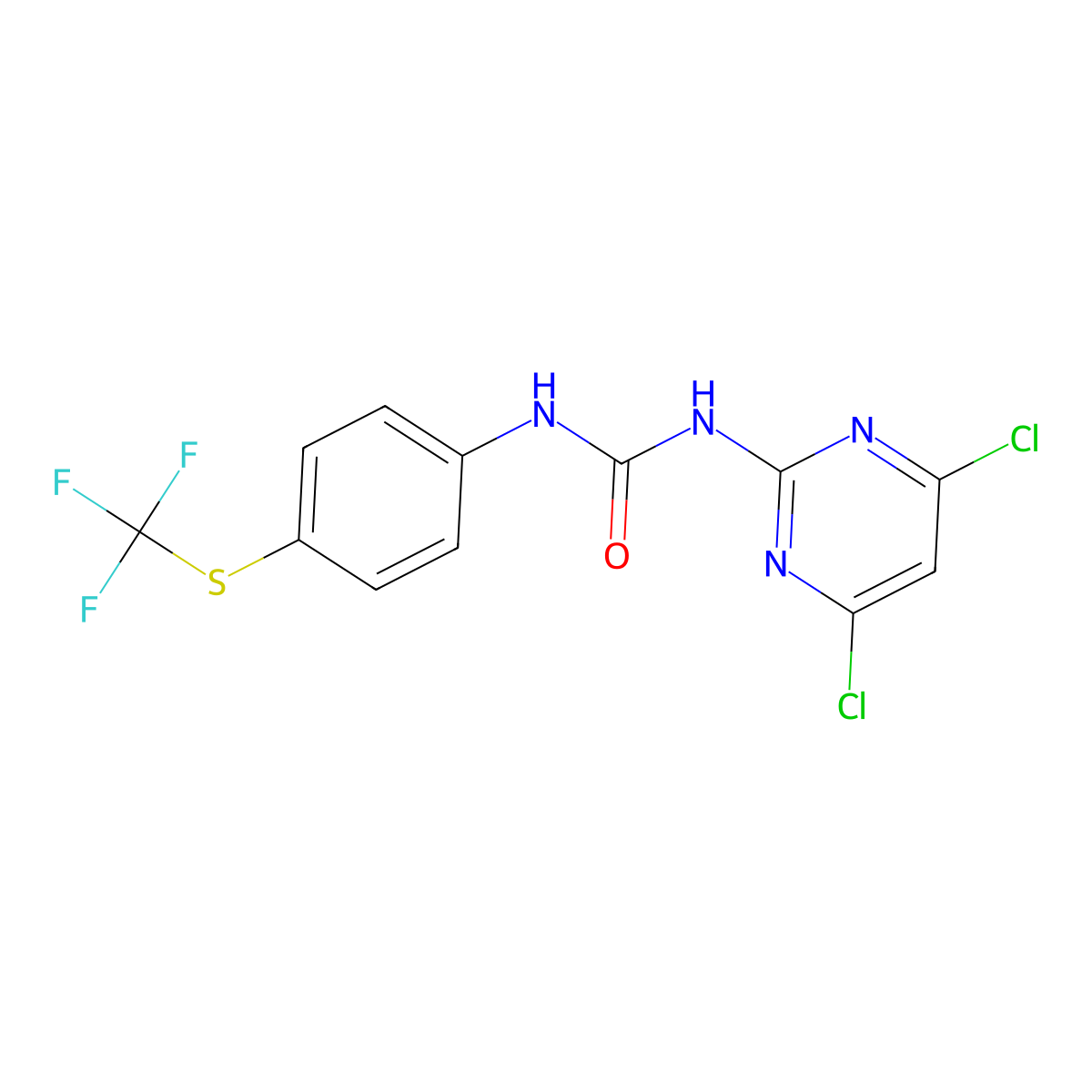 1-(4,6-Dichloropyrimidin-2-yl)-3-[4-(trifluoromethylsulfanyl)phenyl]urea molecular structure, CAS 315239-48-6