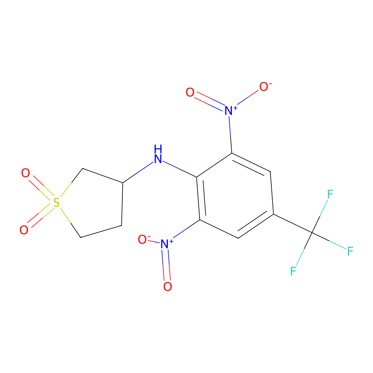 3-((2,6-Dinitro-4-(trifluoromethyl)phenyl)amino)tetrahydrothiophene 1,1-dioxide molecular structure, CAS 315239-69-1