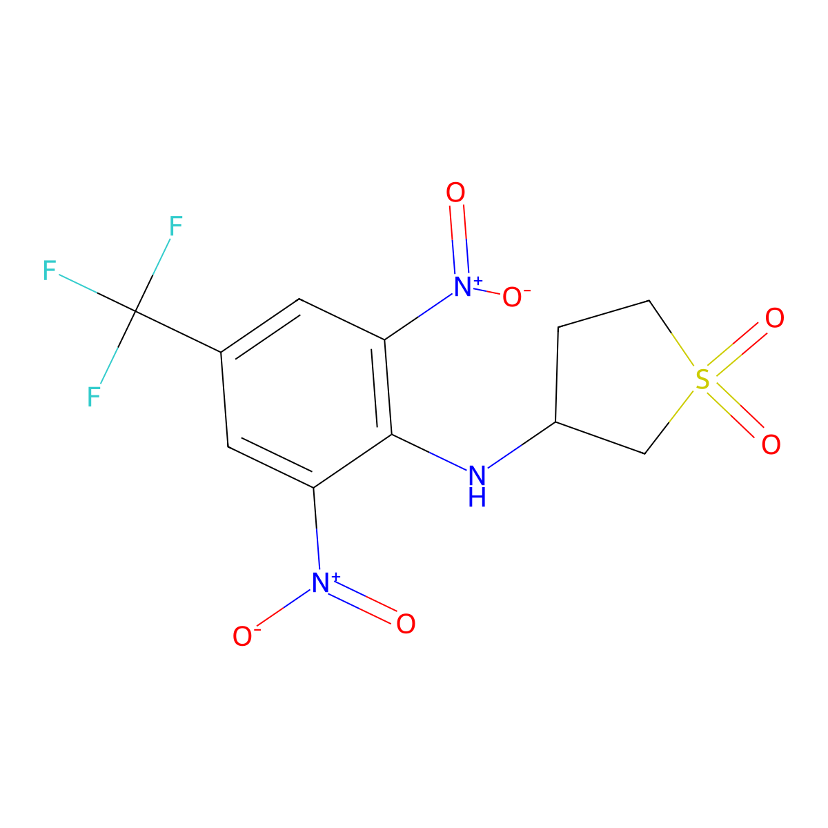 3-((2,6-Dinitro-4-(trifluoromethyl)phenyl)amino)tetrahydrothiophene 1,1-dioxide molecular structure, CAS 315239-69-1