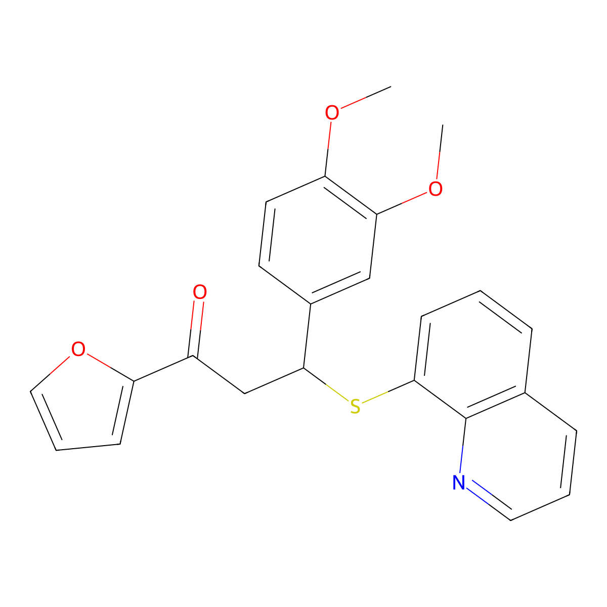 3-(3,4-Dimethoxyphenyl)-1-(furan-2-yl)-3-(quinolin-8-ylsulfanyl)propan-1-one molecular structure, CAS 315239-90-8
