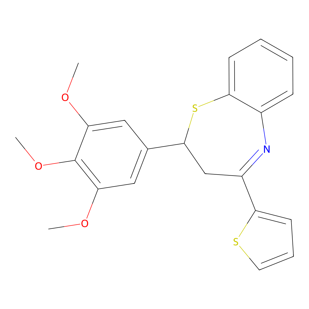 4-(Thiophen-2-yl)-2-(3,4,5-trimethoxyphenyl)-2,3-dihydro-1,5-benzothiazepine molecular structure, CAS 315239-91-9