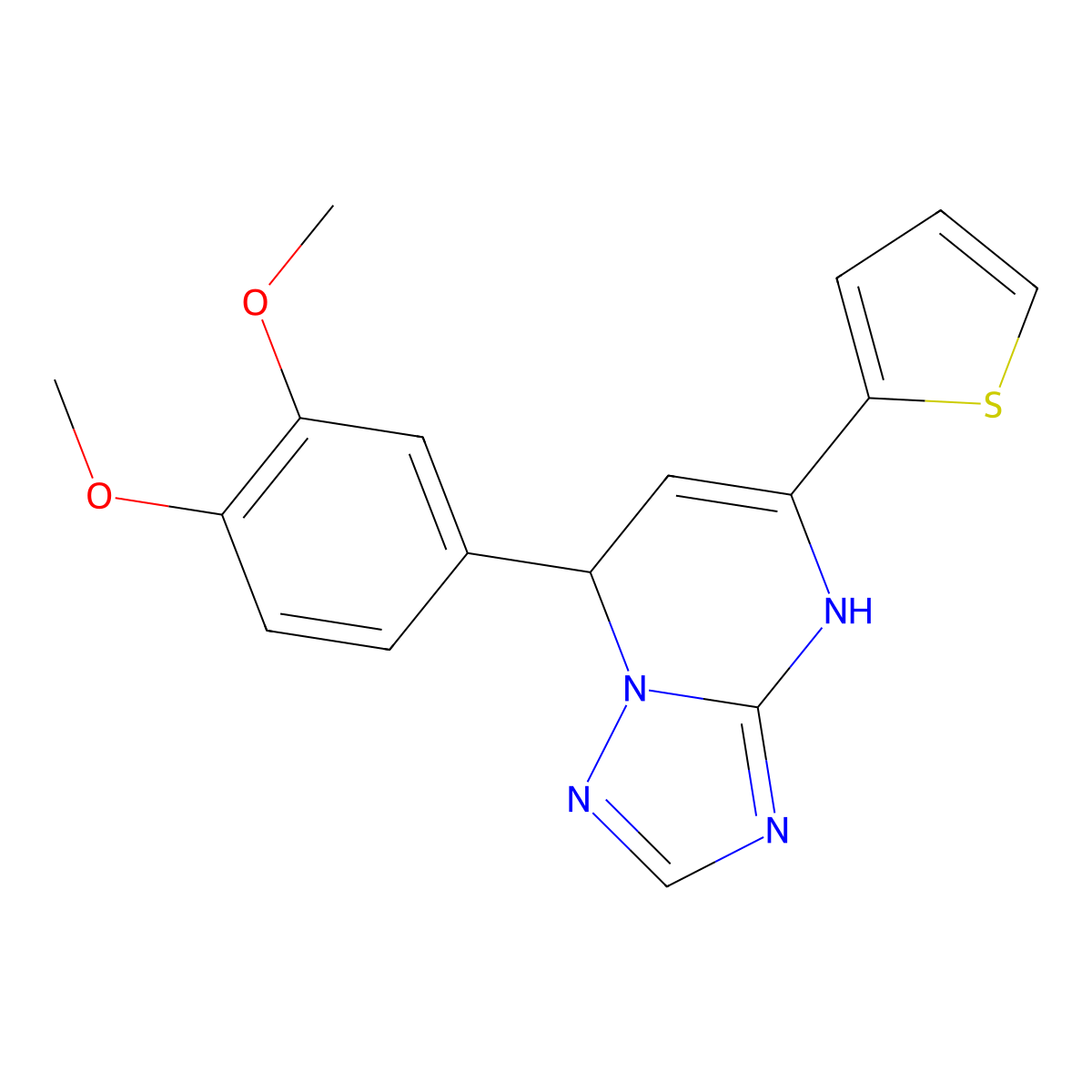 7-(3,4-Dimethoxyphenyl)-5-(thiophen-2-yl)-4,7-dihydro-[1,2,4]triazolo[1,5-a]pyrimidine molecular structure, CAS 315239-94-2