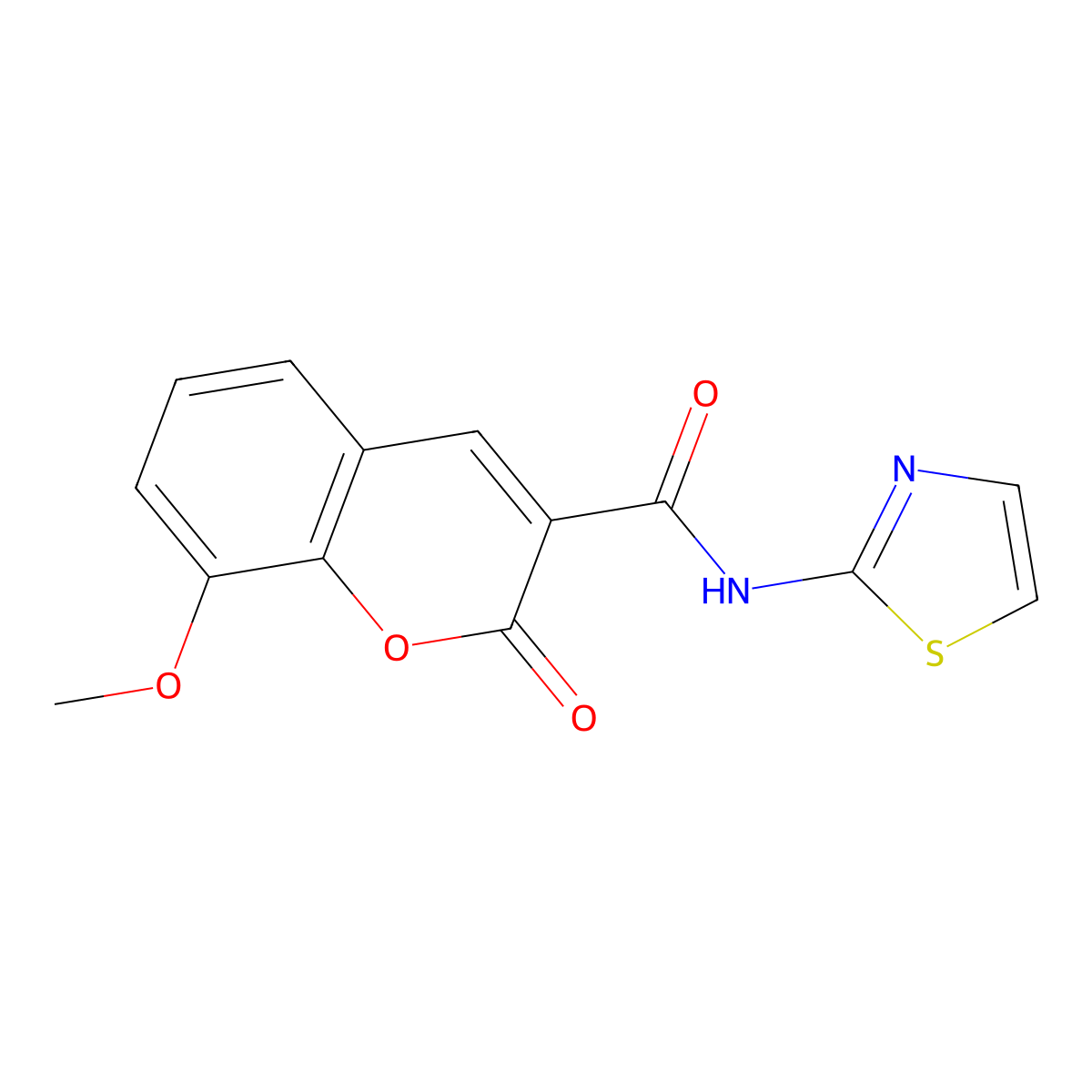 8-methoxy-2-oxo-N-1,3-thiazol-2-yl-2H-chromene-3-carboxamide molecular structure, CAS 315239-97-5