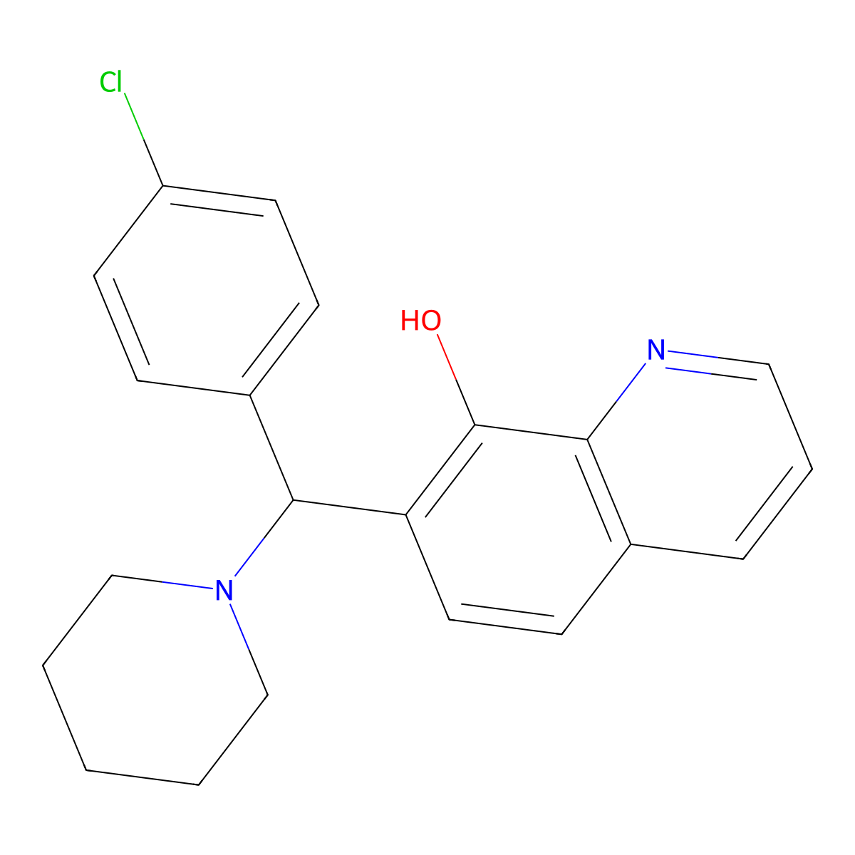 7-((4-Chlorophenyl)(piperidin-1-yl)methyl)quinolin-8-ol molecular structure, CAS 315240-15-4
