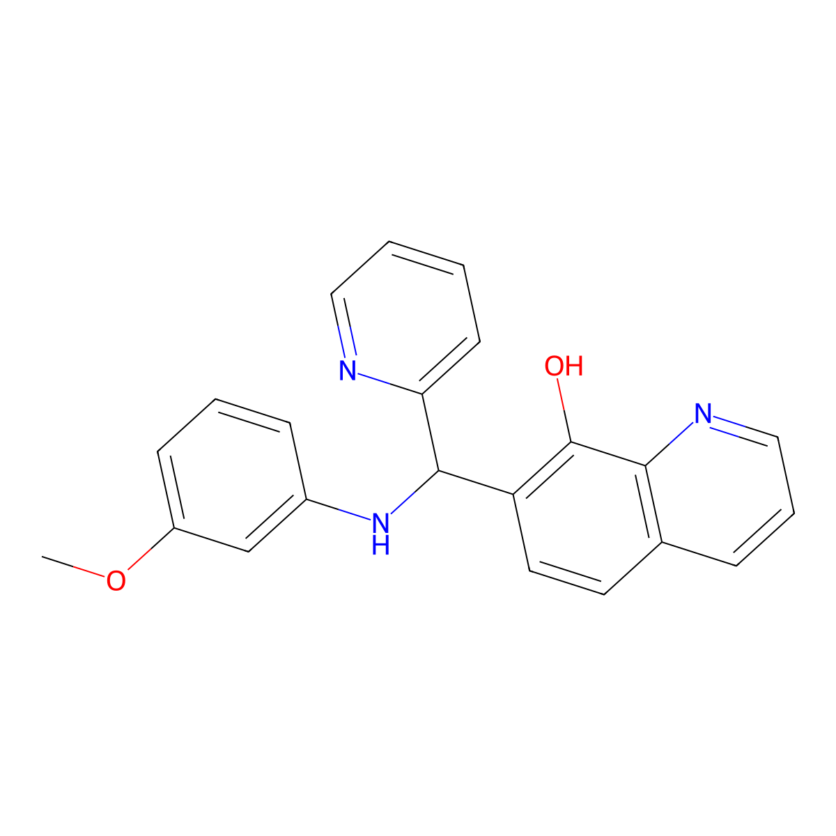 7-{[(3-Methoxyphenyl)amino](pyridin-2-yl)methyl}quinolin-8-ol molecular structure, CAS 315240-23-4