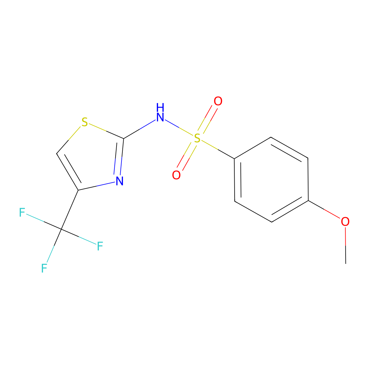 4-methoxy-N-(4-(trifluoromethyl)thiazol-2-yl)benzenesulfonamide molecular structure, CAS 315240-46-1
