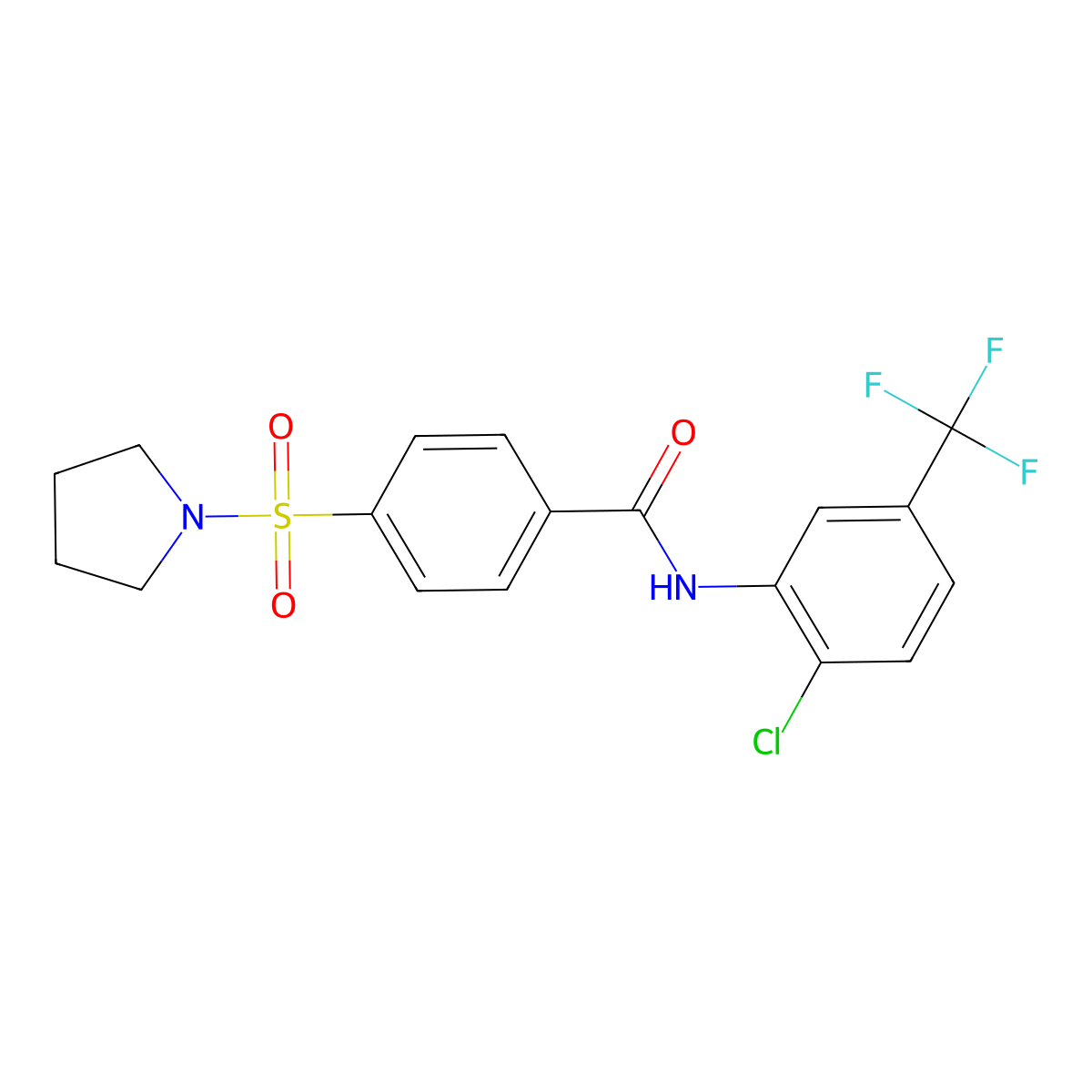 N-[2-chloro-5-(trifluoromethyl)phenyl]-4-pyrrolidin-1-ylsulfonylbenzamide molecular structure, CAS 315240-60-9