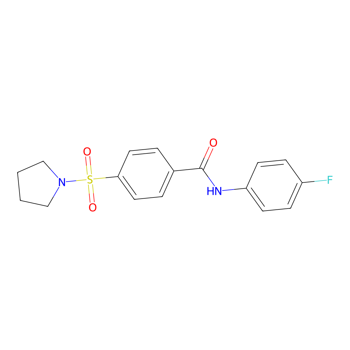 N-(4-fluorophenyl)-4-pyrrolidin-1-ylsulfonylbenzamide molecular structure, CAS 315240-62-1