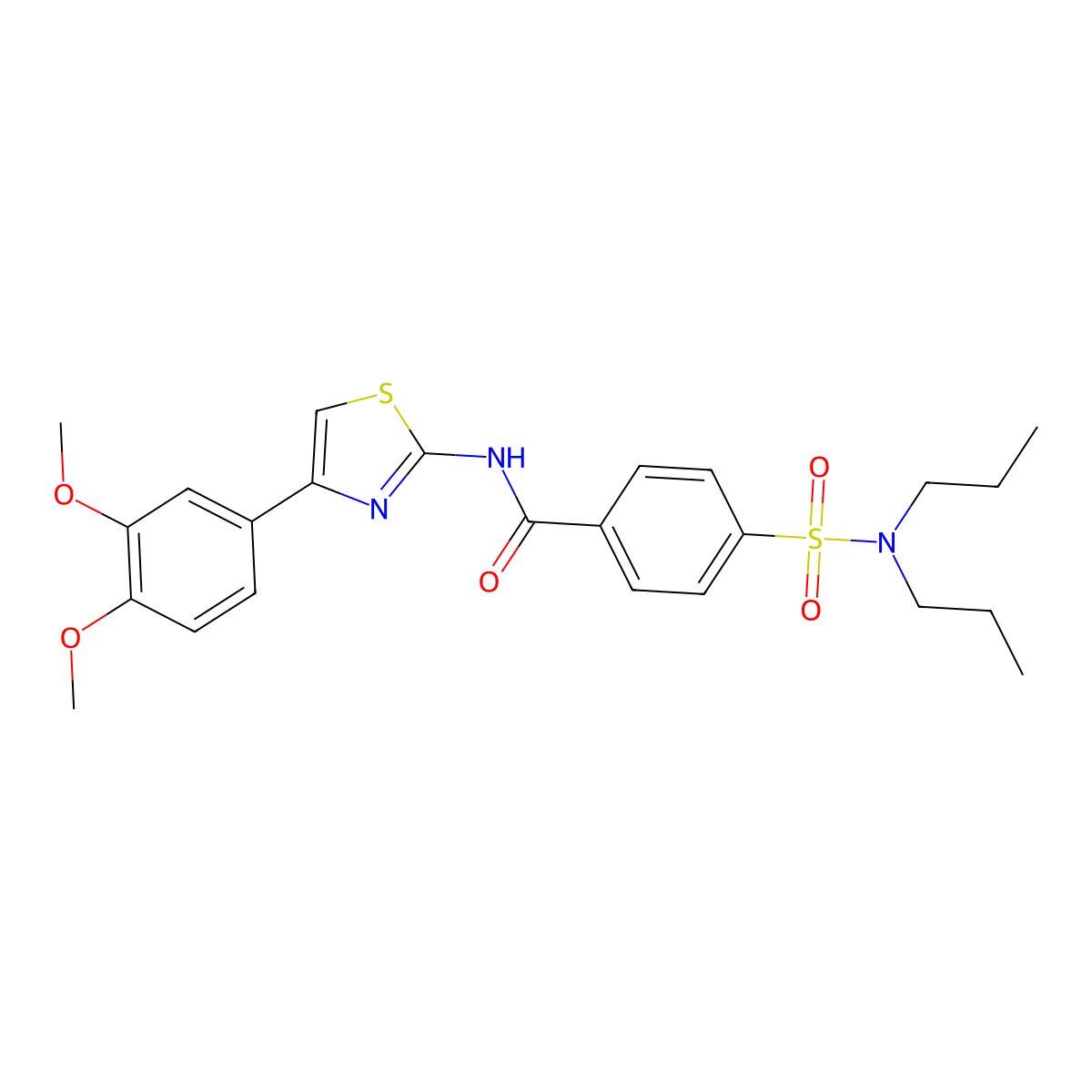 N-[4-(3,4-dimethoxyphenyl)-1,3-thiazol-2-yl]-4-(dipropylsulfamoyl)benzamide molecular structure, CAS 315240-66-5