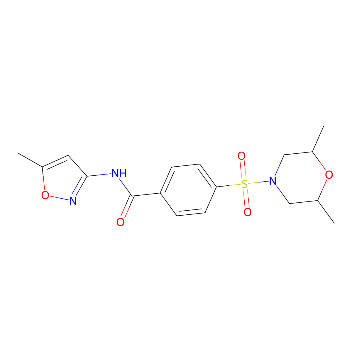 4-((2,6-dimethylmorpholino)sulfonyl)-N-(5-methylisoxazol-3-yl)benzamide molecular structure, CAS 315240-67-6
