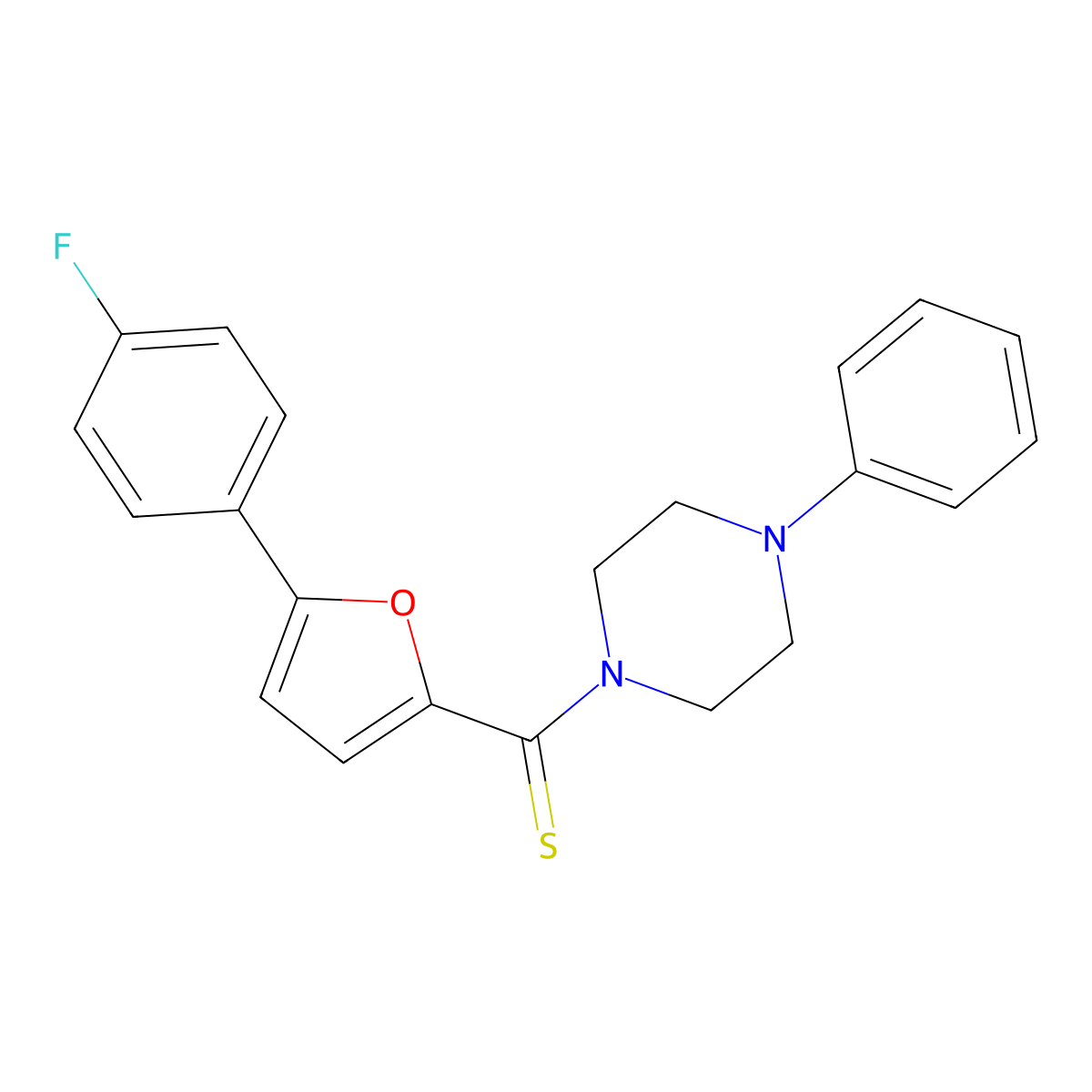 (5-(4-Fluorophenyl)furan-2-yl)(4-phenylpiperazin-1-yl)methanethione molecular structure, CAS 315240-97-2