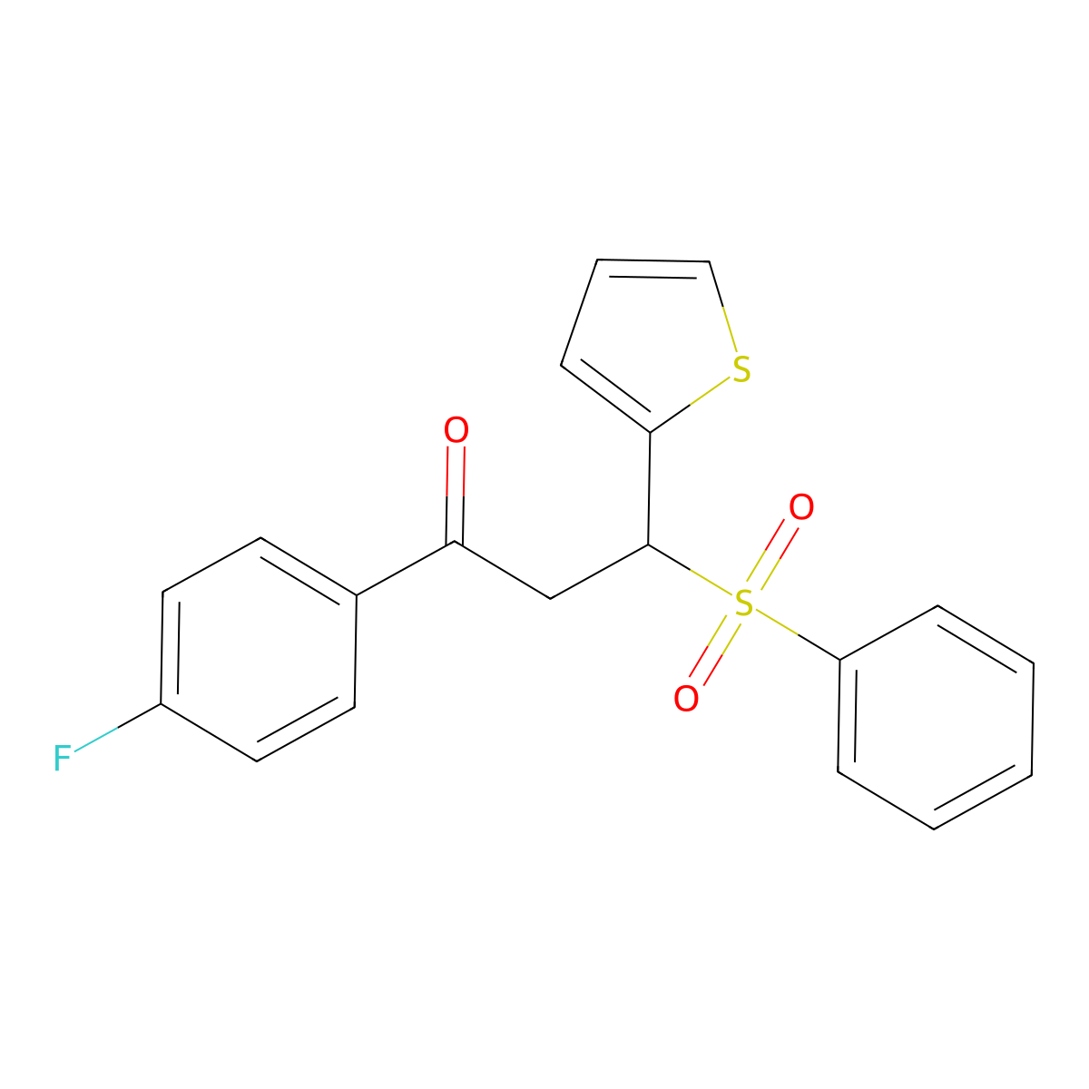 3-(Benzenesulfonyl)-1-(4-fluorophenyl)-3-thiophen-2-ylpropan-1-one molecular structure, CAS 315241-63-5