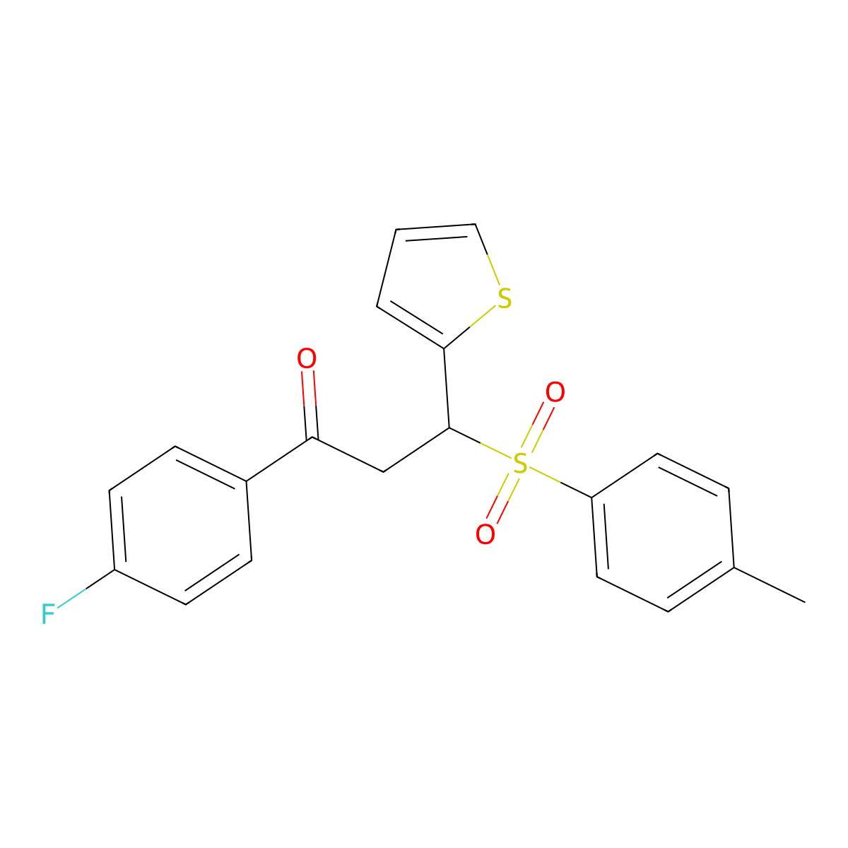 1-(4-Fluorophenyl)-3-(thiophen-2-yl)-3-tosylpropan-1-one molecular structure, CAS 315241-68-0