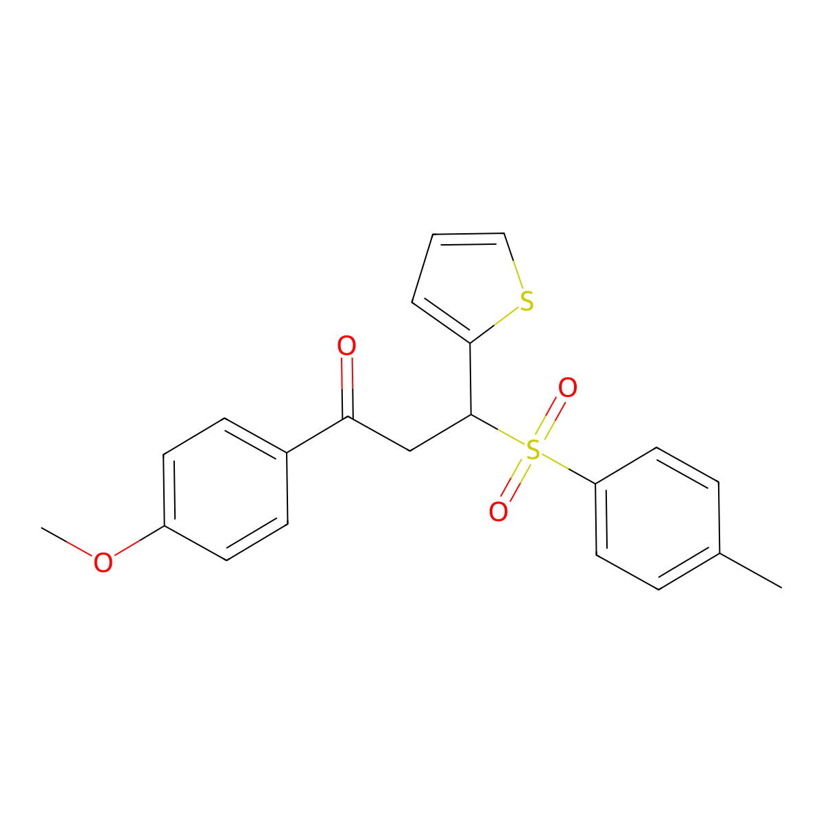 1-(4-Methoxyphenyl)-3-(thiophen-2-yl)-3-tosylpropan-1-one molecular structure, CAS 315241-69-1
