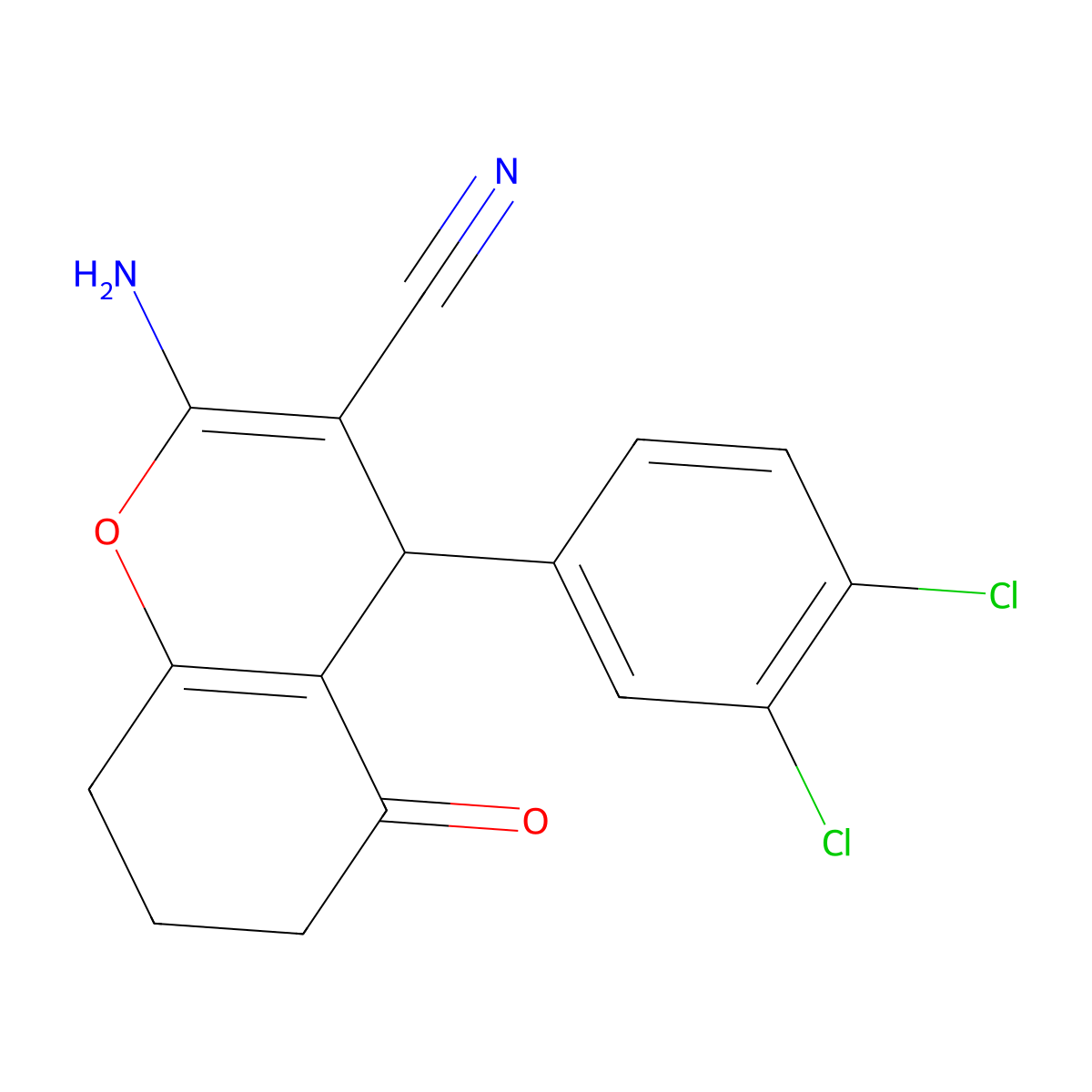 2-amino-4-(3,4-dichlorophenyl)-5-oxo-5,6,7,8-tetrahydro-4H-chromene-3-carbonitrile molecular structure, CAS 315245-05-7