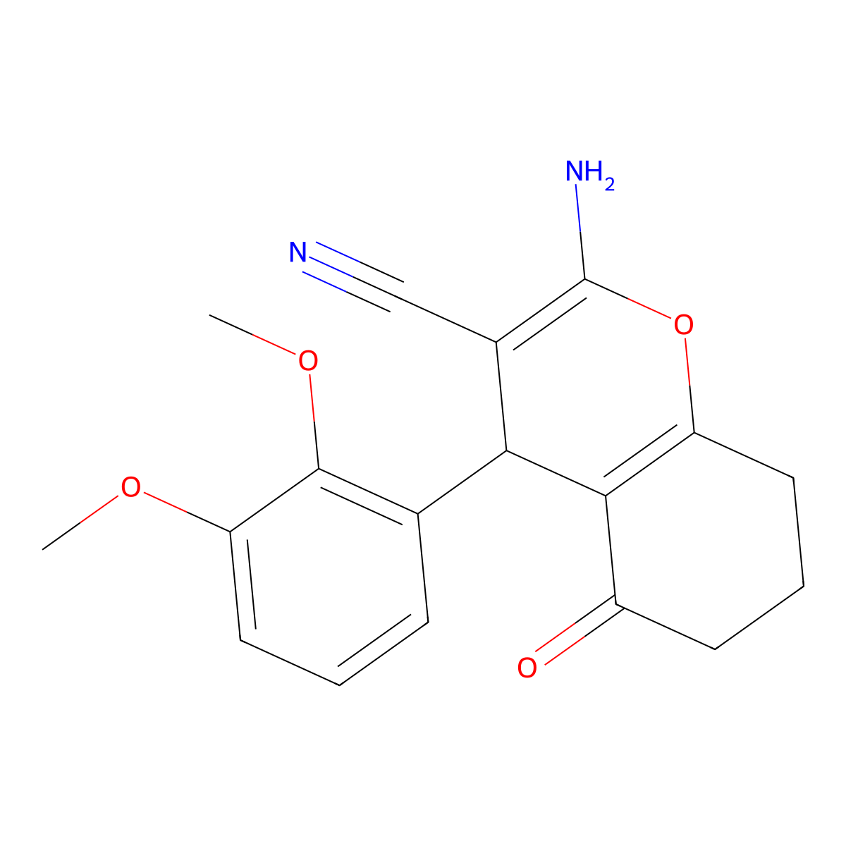 2-amino-4-(2,3-dimethoxyphenyl)-5-oxo-5,6,7,8-tetrahydro-4H-chromene-3-carbonitrile molecular structure, CAS 315245-06-8