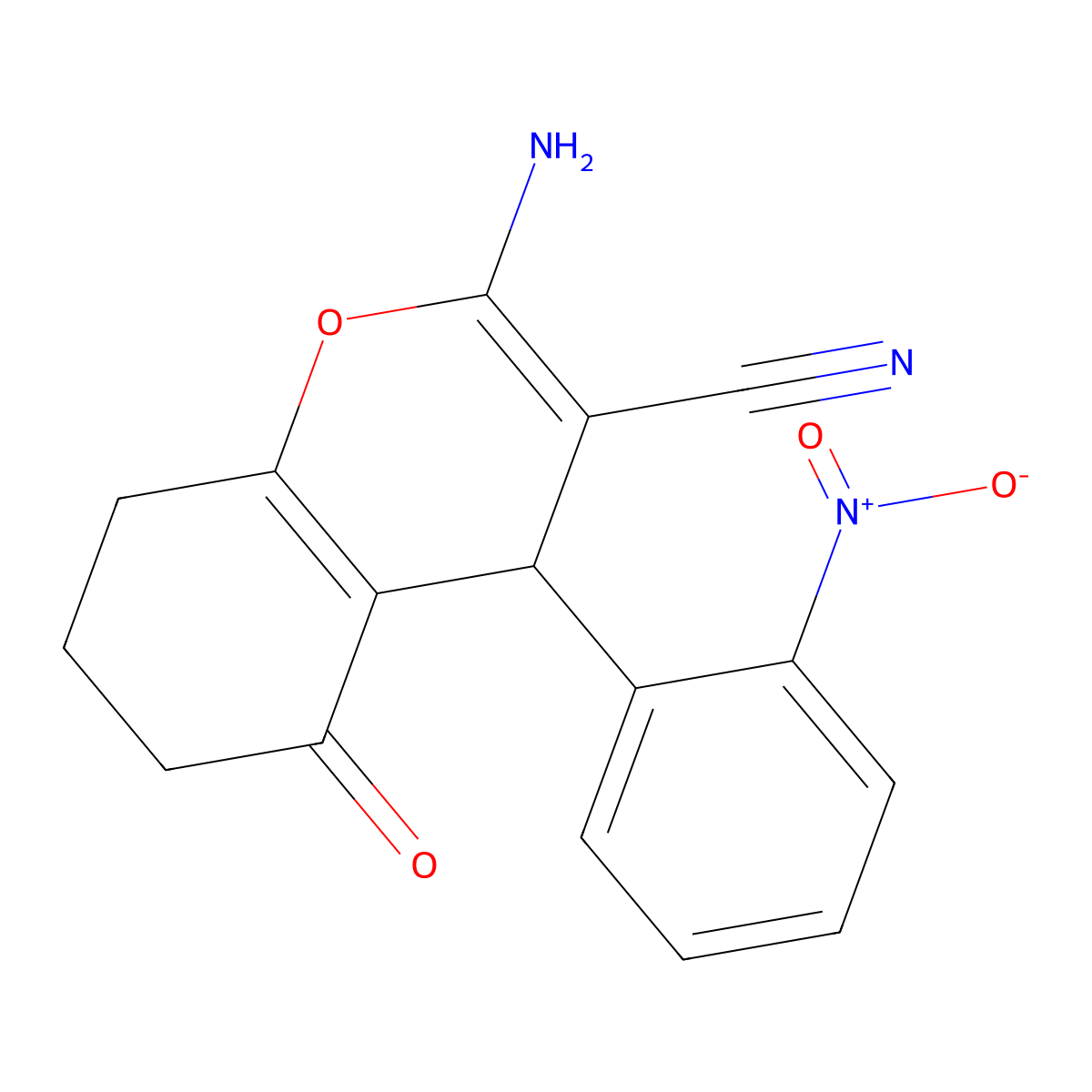 2-amino-4-(2-nitrophenyl)-5-oxo-5,6,7,8-tetrahydro-4H-chromene-3-carbonitrile molecular structure, CAS 315245-18-2