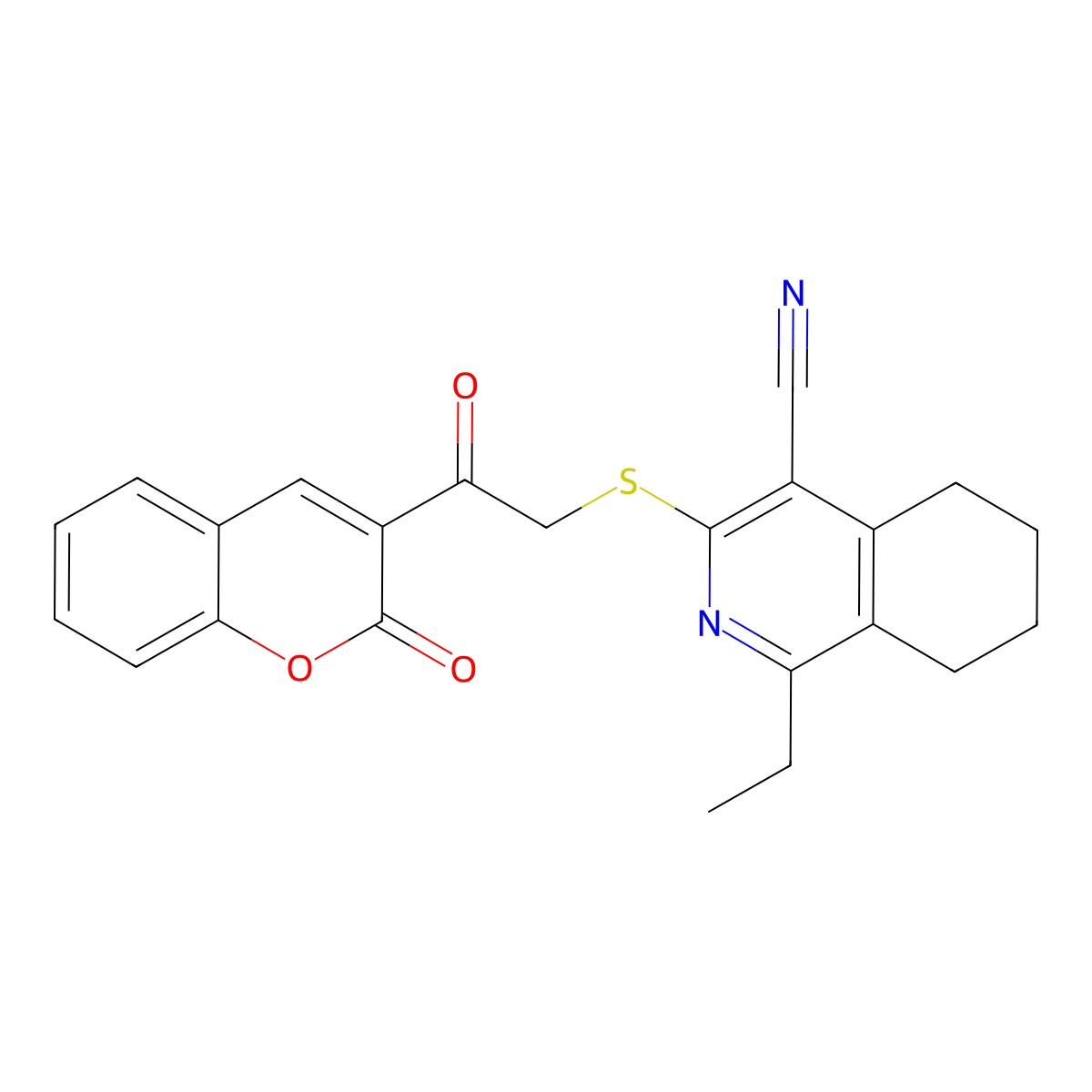 1-ethyl-3-{[2-oxo-2-(2-oxo-2H-chromen-3-yl)ethyl]sulfanyl}-5,6,7,8-tetrahydro-4-isoquinolinecarbonitrile molecular structure, CAS 315245-95-5