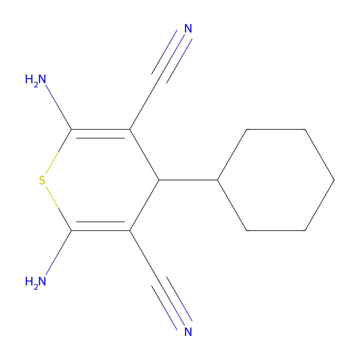 2,6-Diamino-4-cyclohexyl-4H-thiopyran-3,5-dicarbonitrile molecular structure, CAS 315246-53-8