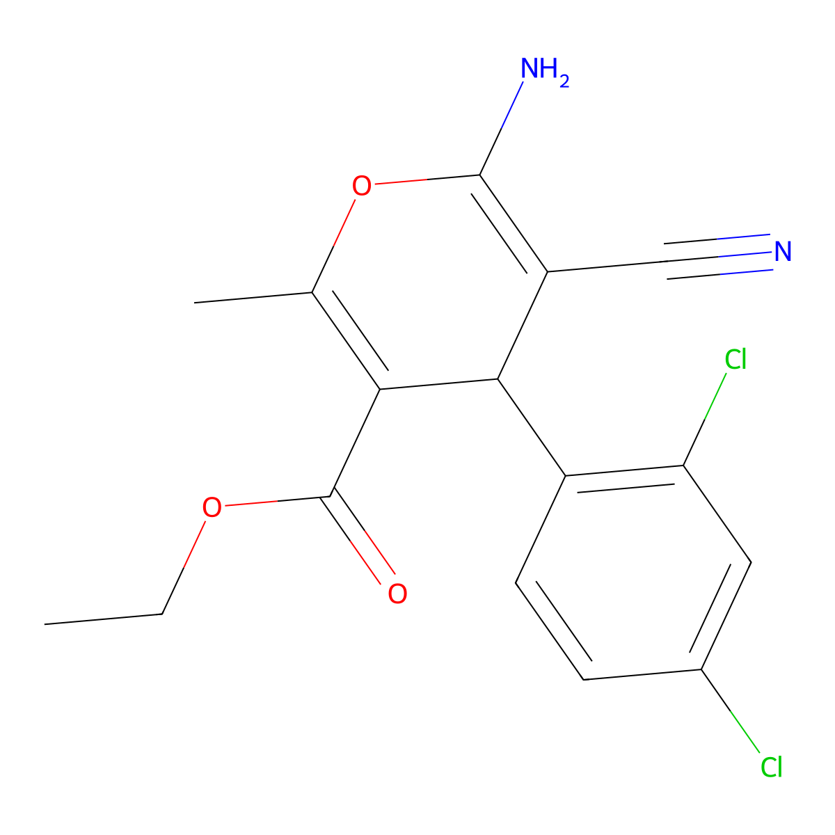 ethyl 6-amino-5-cyano-4-(2,4-dichlorophenyl)-2-methyl-4H-pyran-3-carboxylate molecular structure, CAS 315246-57-2
