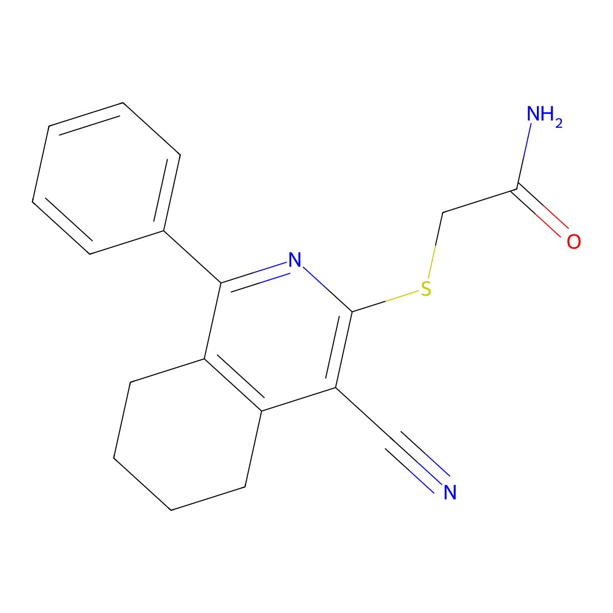 2-[(4-Cyano-1-phenyl-5,6,7,8-tetrahydroisoquinolin-3-yl)sulfanyl]acetamide molecular structure, CAS 315246-76-5