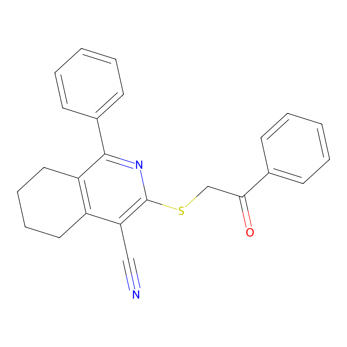3-[(2-Oxo-2-phenylethyl)sulfanyl]-1-phenyl-5,6,7,8-tetrahydroisoquinoline-4-carbonitrile molecular structure, CAS 315246-77-6