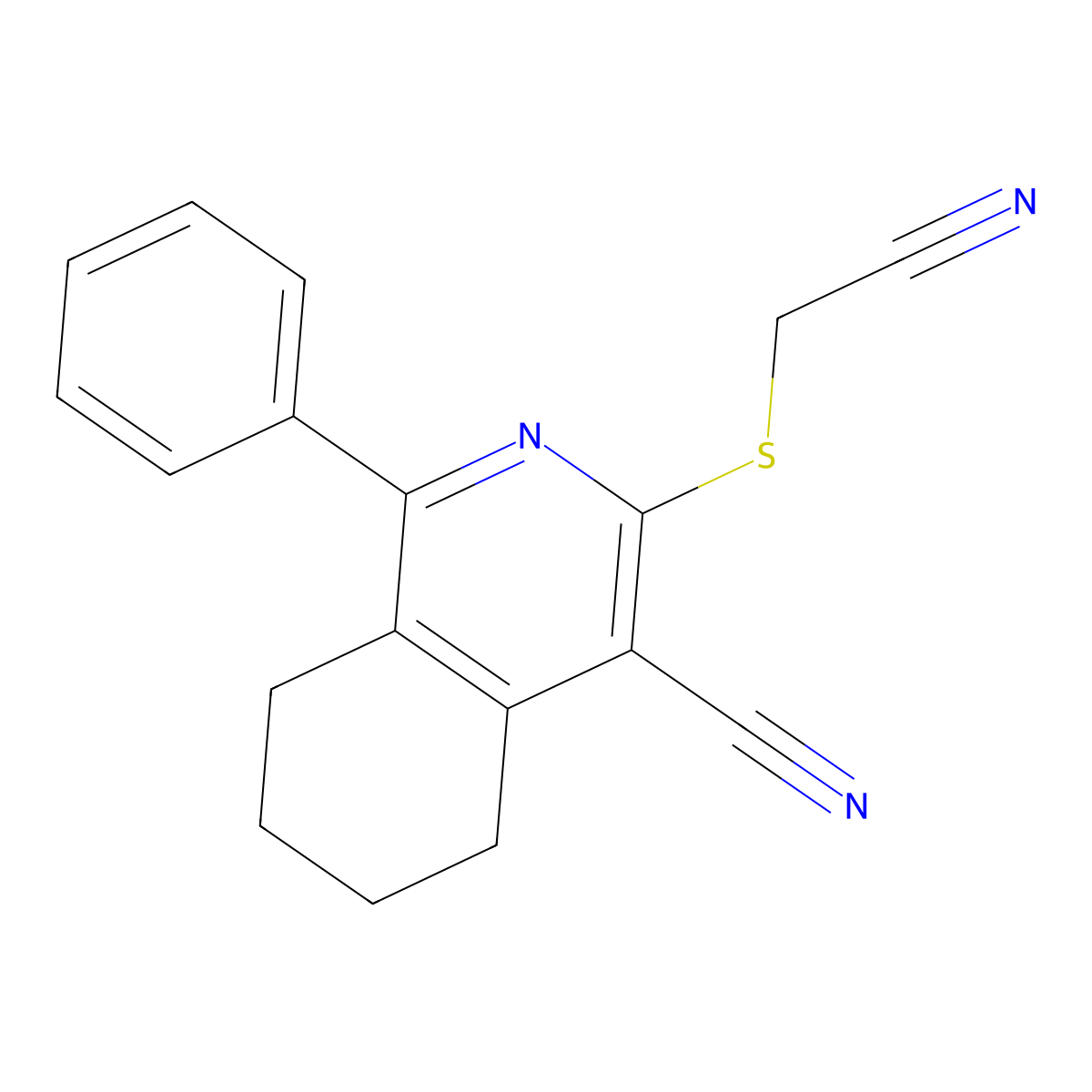 3-[(Cyanomethyl)sulfanyl]-1-phenyl-5,6,7,8-tetrahydro-4-isoquinolinecarbonitrile molecular structure, CAS 315246-86-7