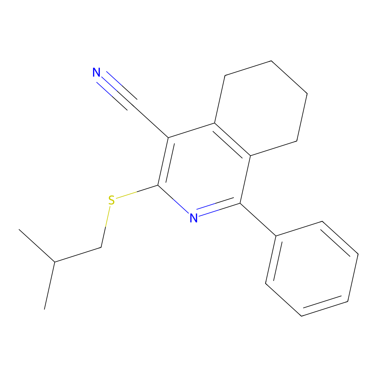 3-[(2-Methylpropyl)sulfanyl]-1-phenyl-5,6,7,8-tetrahydroisoquinoline-4-carbonitrile molecular structure, CAS 315246-93-6