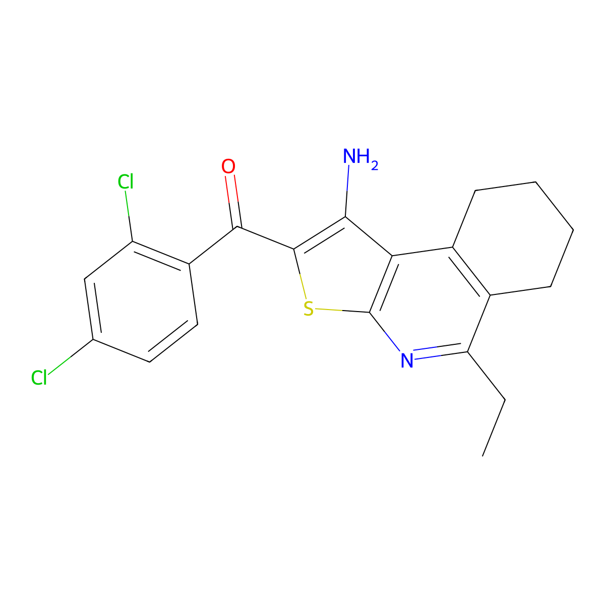 (1-Amino-5-ethyl-6,7,8,9-tetrahydrothieno[2,3-c]isoquinolin-2-yl)(2,4-dichlorophenyl)methanone molecular structure, CAS 315247-36-0