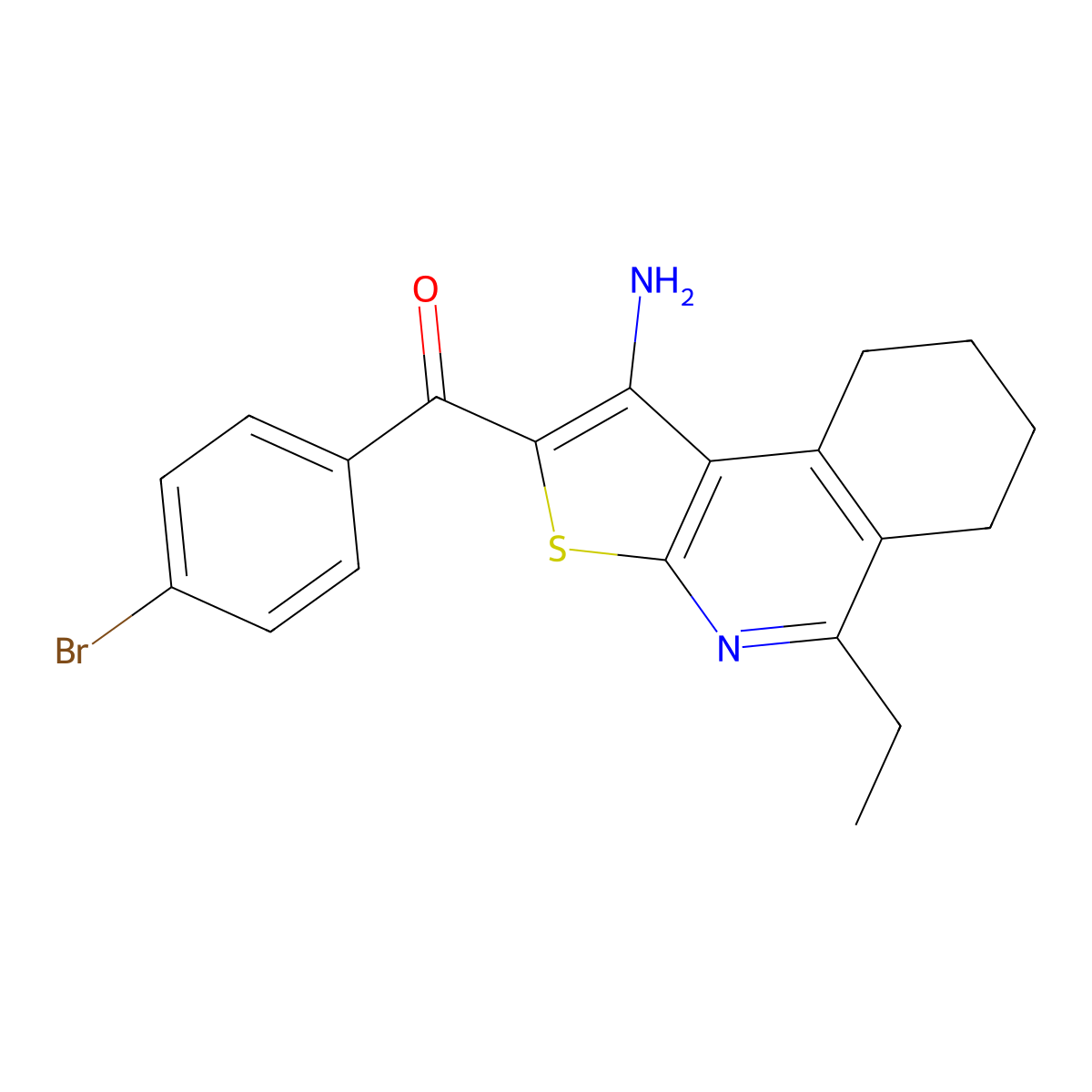 (1-Amino-5-ethyl-6,7,8,9-tetrahydrothieno[2,3-c]isoquinolin-2-yl)(4-bromophenyl)methanone molecular structure, CAS 315247-41-7