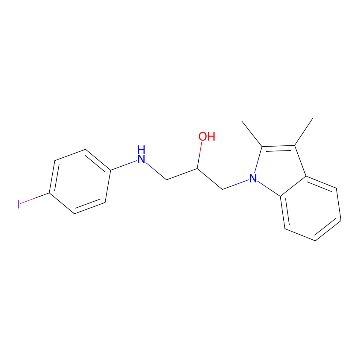 1-(2,3-dimethyl-1H-indol-1-yl)-3-[(4-iodophenyl)amino]propan-2-ol molecular structure, CAS 315248-20-5