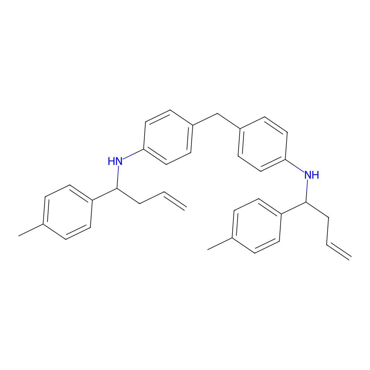 N-[1-(4-methylphenyl)but-3-enyl]-4-[[4-[1-(4-methylphenyl)but-3-enylamino]phenyl]methyl]aniline molecular structure, CAS 315248-33-0