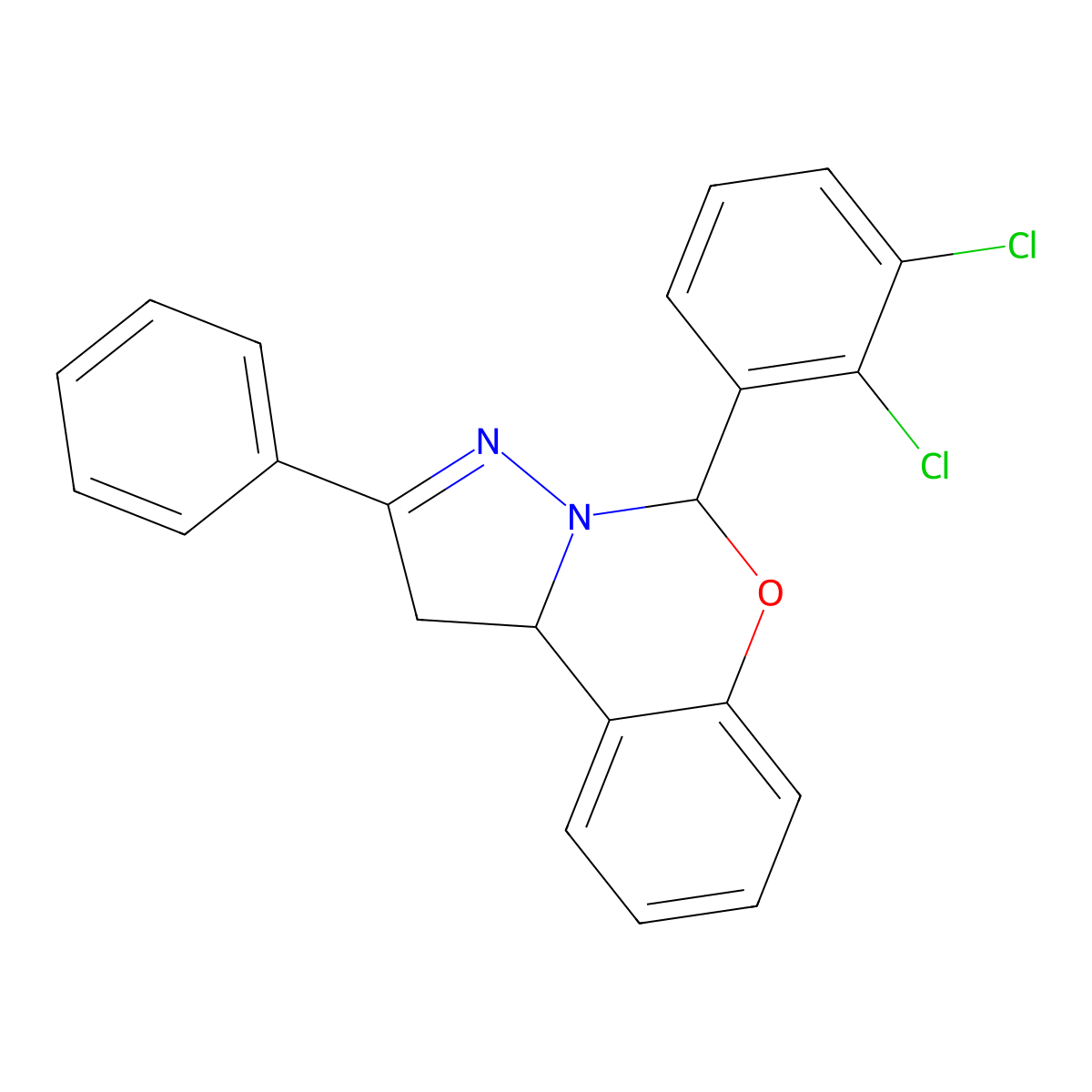 5-(2,3-Dichlorophenyl)-2-phenyl-1,10b-dihydropyrazolo[1,5-c][1,3]benzoxazine molecular structure, CAS 315248-73-8