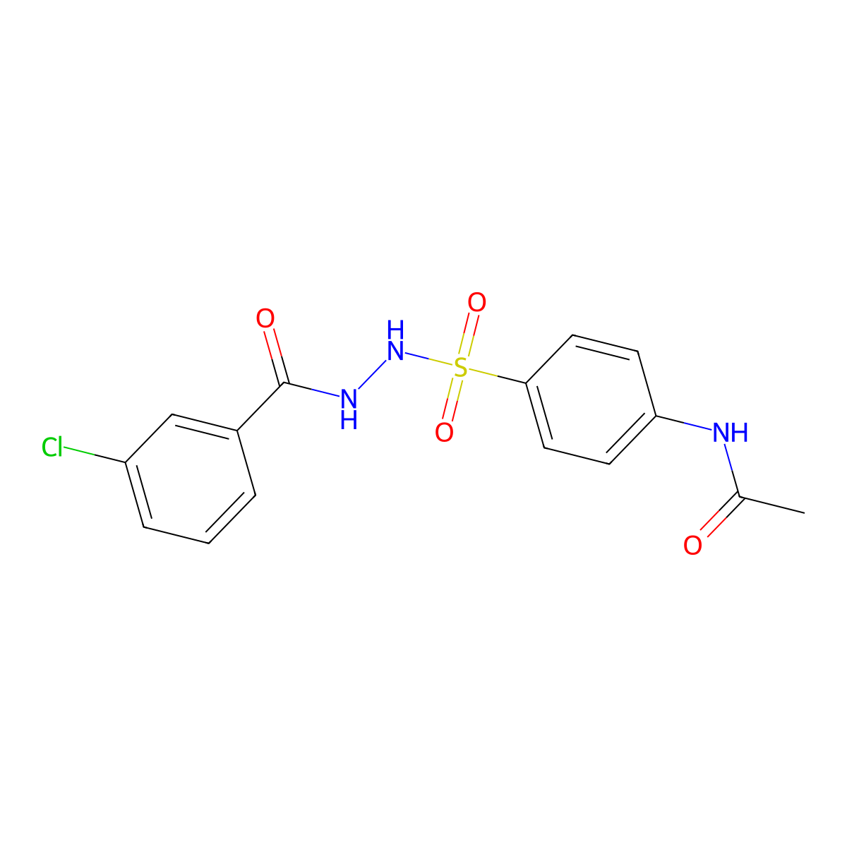N-[4-[[(3-chlorobenzoyl)amino]sulfamoyl]phenyl]acetamide molecular structure, CAS 315248-74-9