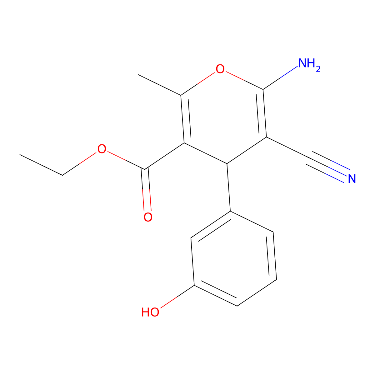 ethyl 6-amino-5-cyano-4-(3-hydroxyphenyl)-2-methyl-4H-pyran-3-carboxylate molecular structure, CAS 315248-76-1