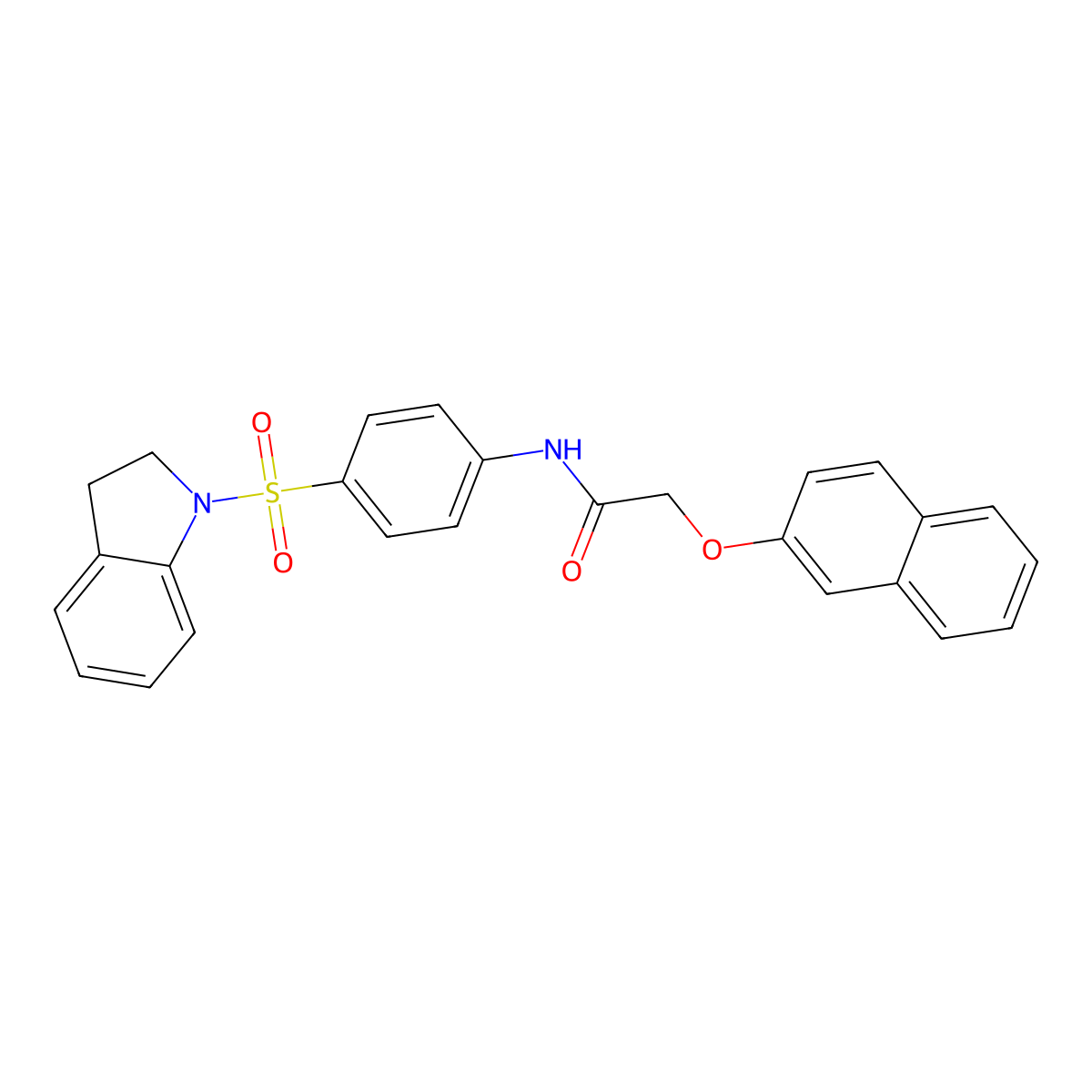 N-(4-(indolin-1-ylsulfonyl)phenyl)-2-(naphthalen-2-yloxy)acetamide molecular structure, CAS 315248-86-3