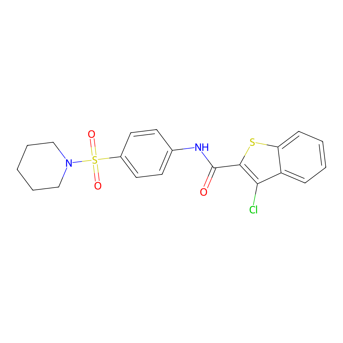 3-chloro-N-[4-(1-piperidinylsulfonyl)phenyl]-1-benzothiophene-2-carboxamide molecular structure, CAS 315248-89-6