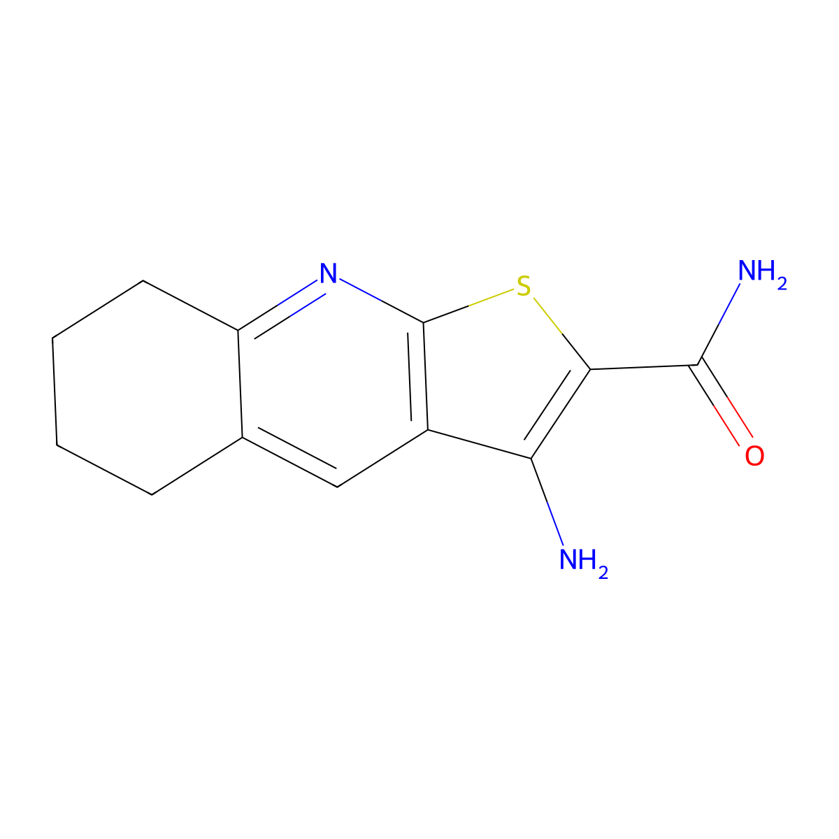 3-Amino-5,6,7,8-tetrahydrothieno(2,3-b)quinoline-2-carboxamide molecular structure, CAS 315248-91-0