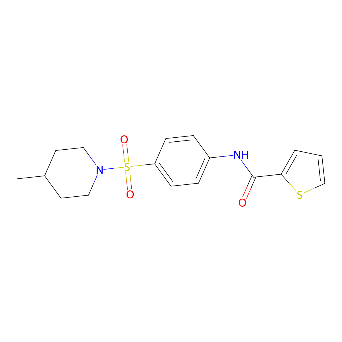 N-{4-[(4-methyl-1-piperidinyl)sulfonyl]phenyl}-2-thiophenecarboxamide molecular structure, CAS 315249-13-9