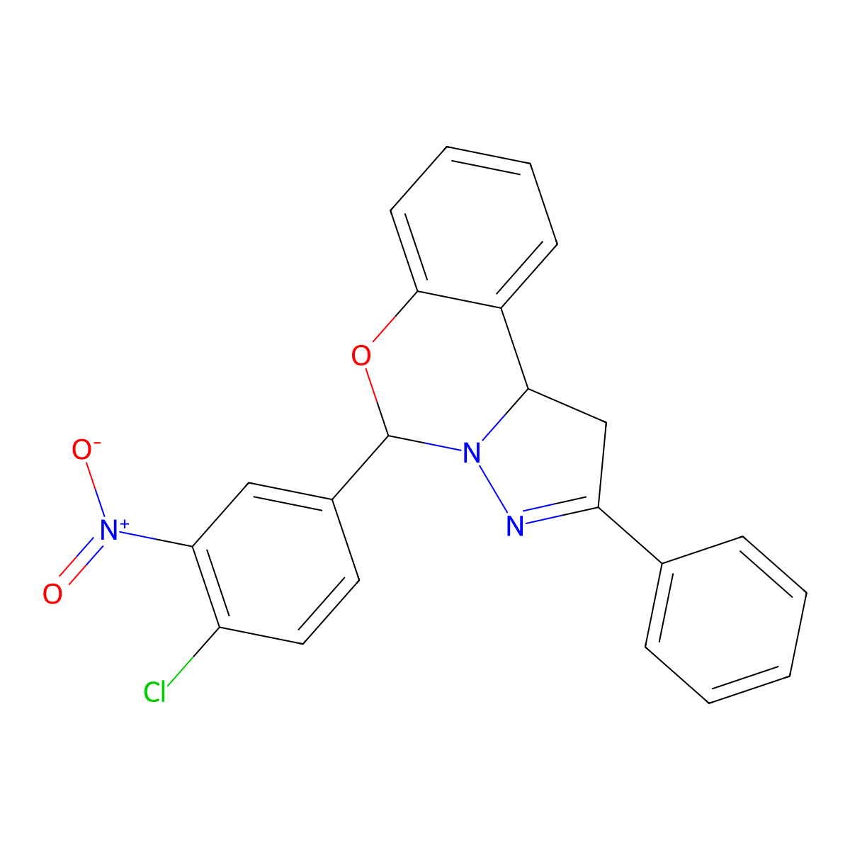 5-(4-Chloro-3-nitrophenyl)-2-phenyl-1,10b-dihydropyrazolo[1,5-c][1,3]benzoxazine molecular structure, CAS 315249-17-3