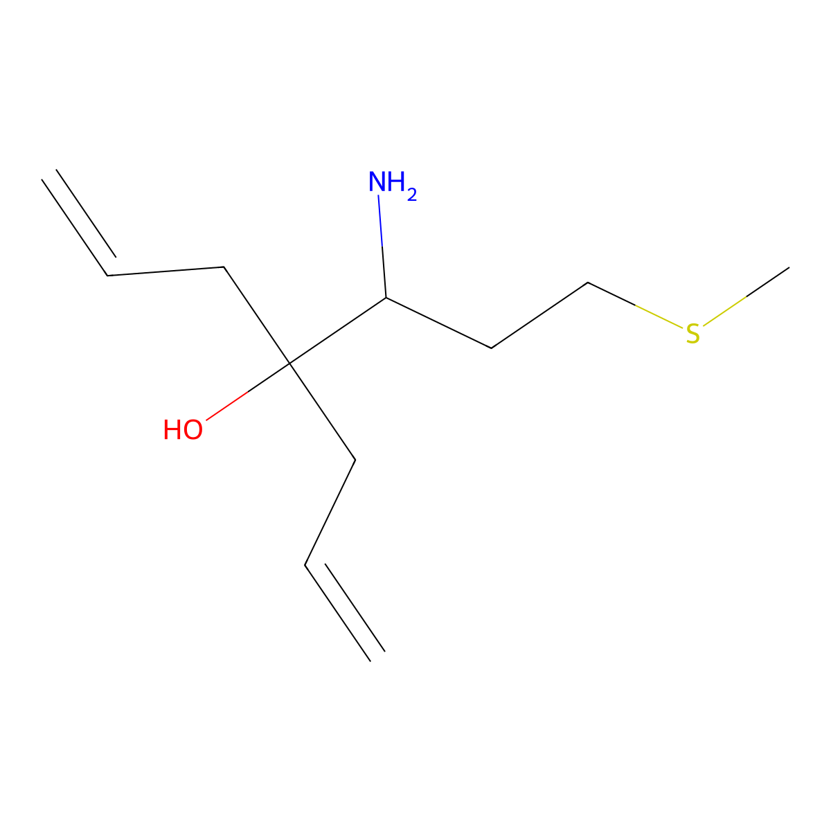 4-(1-Amino-3-methylsulfanyl-propyl)-hepta-1,6-dien-4-ol molecular structure, CAS 315249-26-4