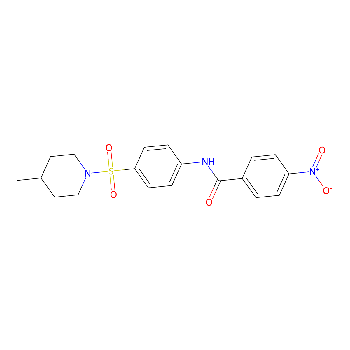 N-{4-[(4-methyl-1-piperidinyl)sulfonyl]phenyl}-4-nitrobenzamide molecular structure, CAS 315249-40-2